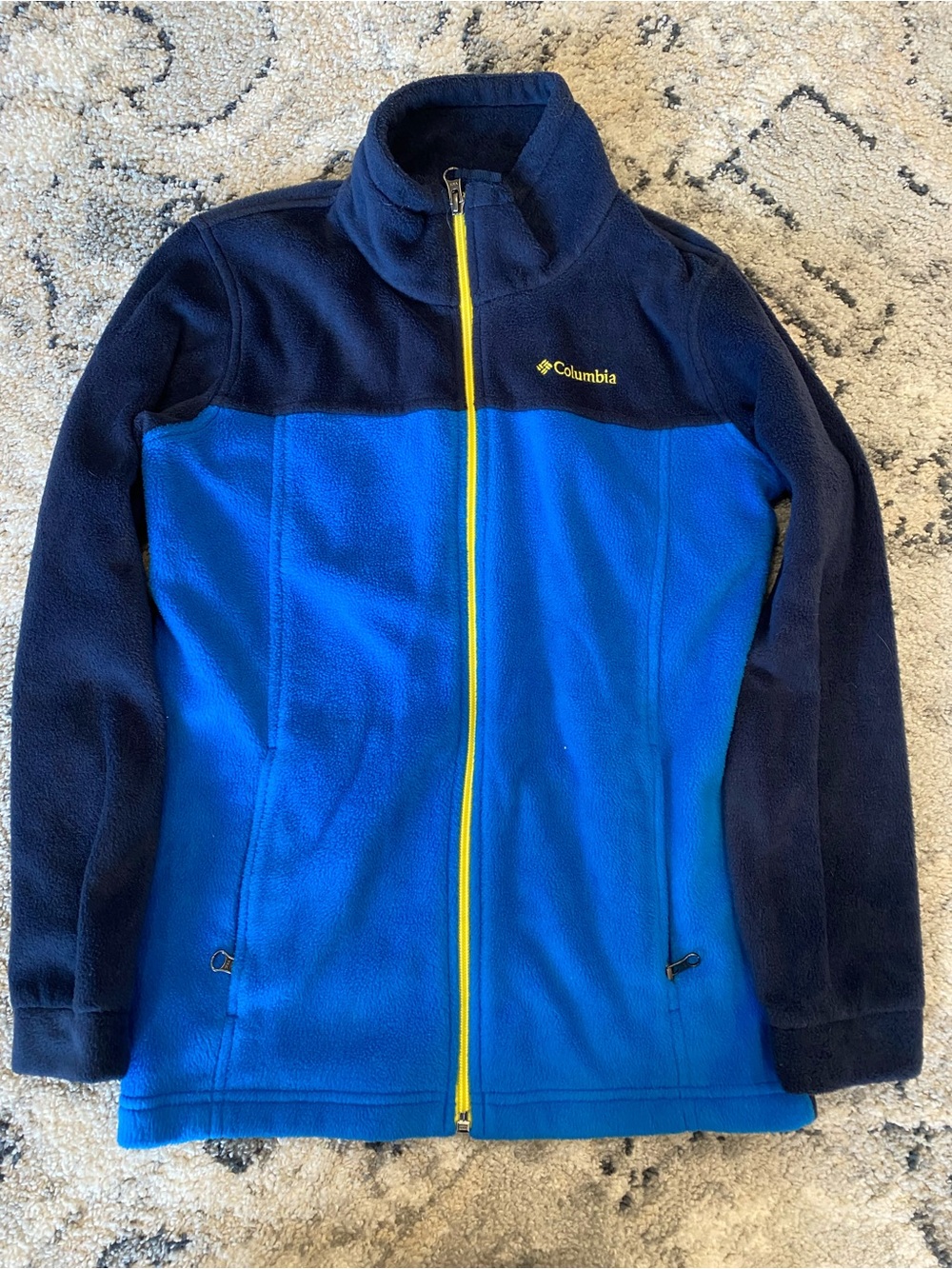 Columbia Boys Navy Fleece Jacket with Yellow Trim